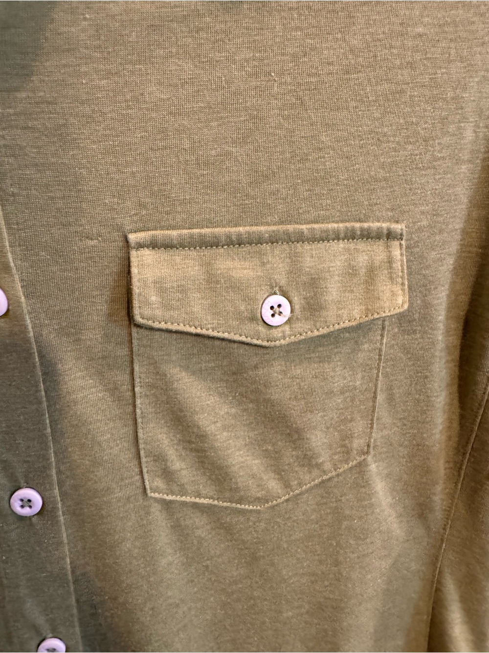 Stio Olive Green Collared Double Pocket Roll Tab Knit Top - Picture 4 of 10